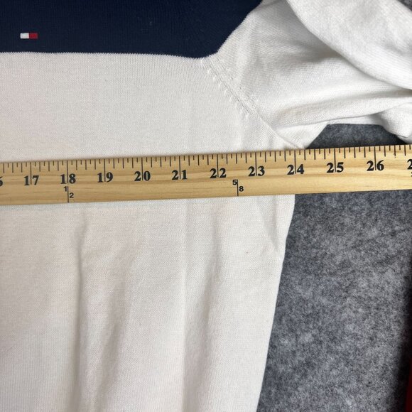 Tommy Hilfiger Mens Colorblock Crewneck Sweater XL Premium Cotton Navy White Red - Picture 8 of 11
